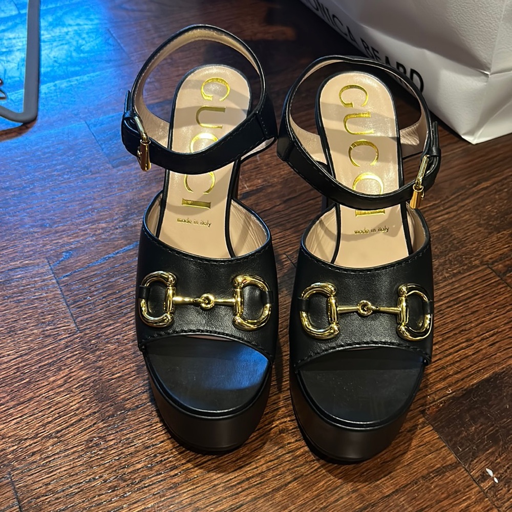Gucci Black and Gold Women Sandals